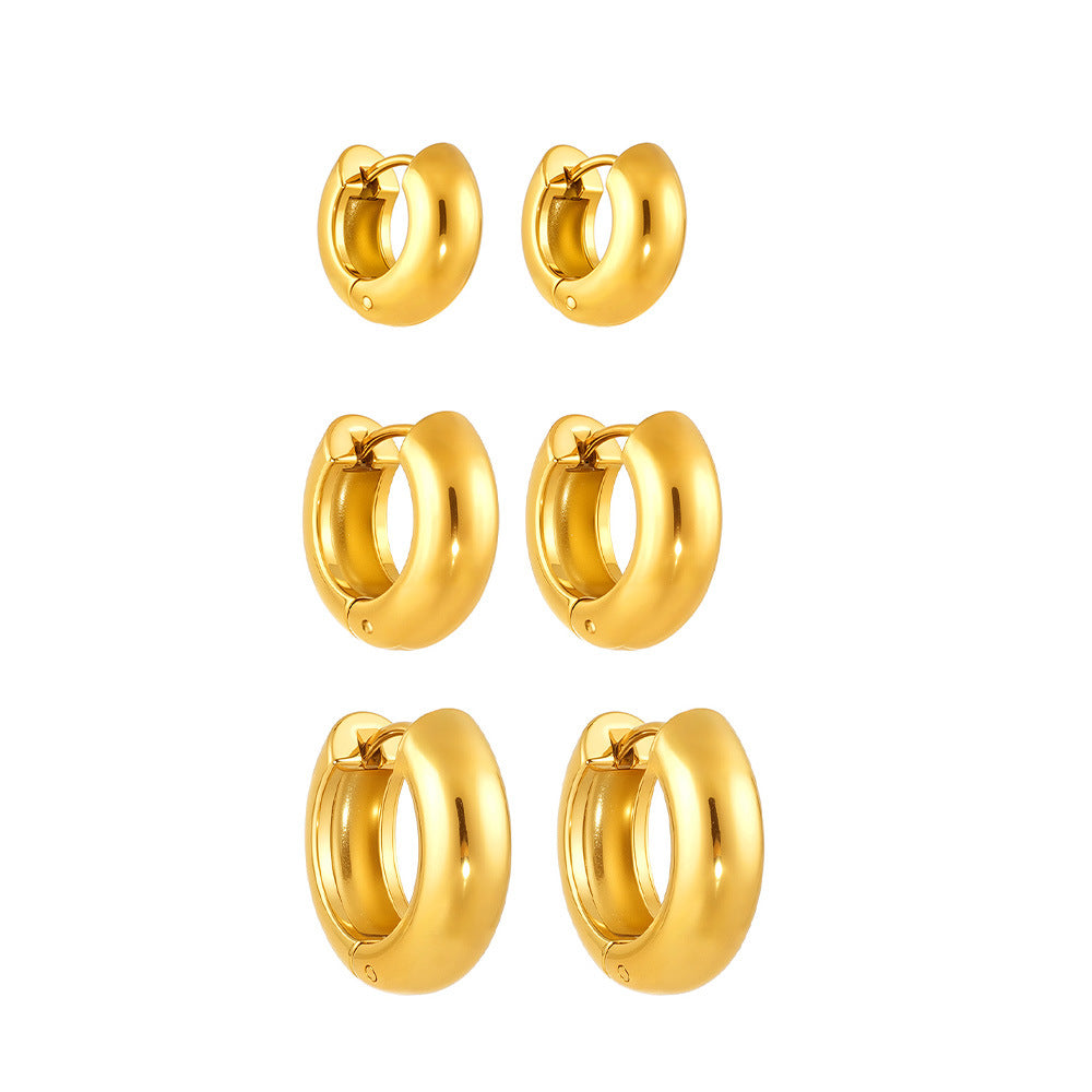 Planderful Womens Ring Earrings Stainless 18K Gold Plated