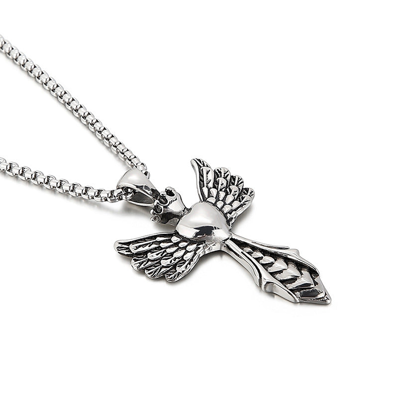 Angel Wings Stainless Steel Men's Pendant - Unique European and American Fashion Jewelry