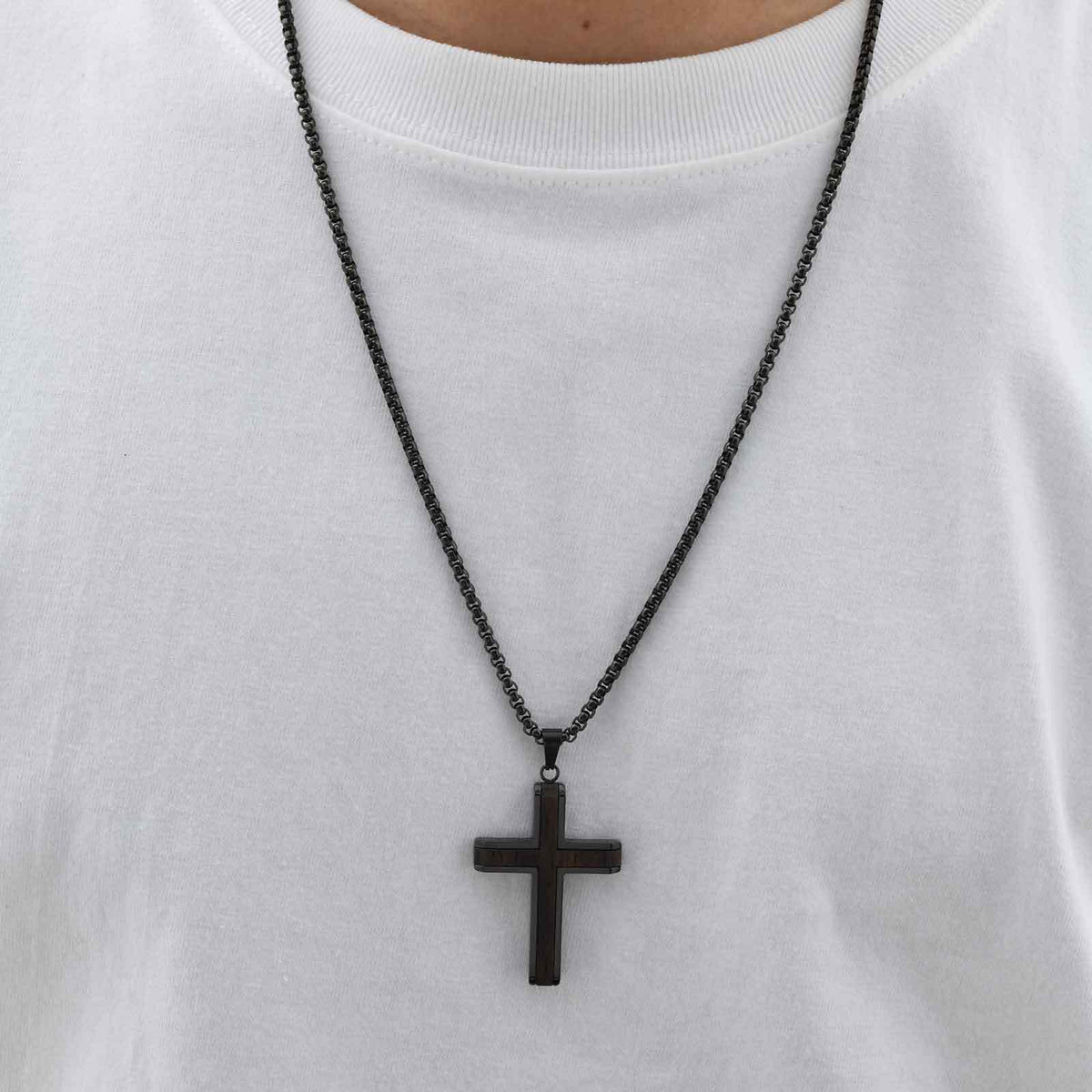 Ebony Cross Pendant — With or Without Chain