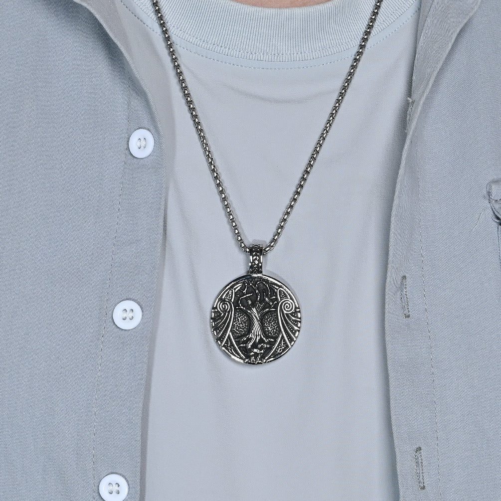 Planderful Norse Legacy Titanium Steel Necklace With Luhn Text Pendant For Men Personalized Viking Jewelry