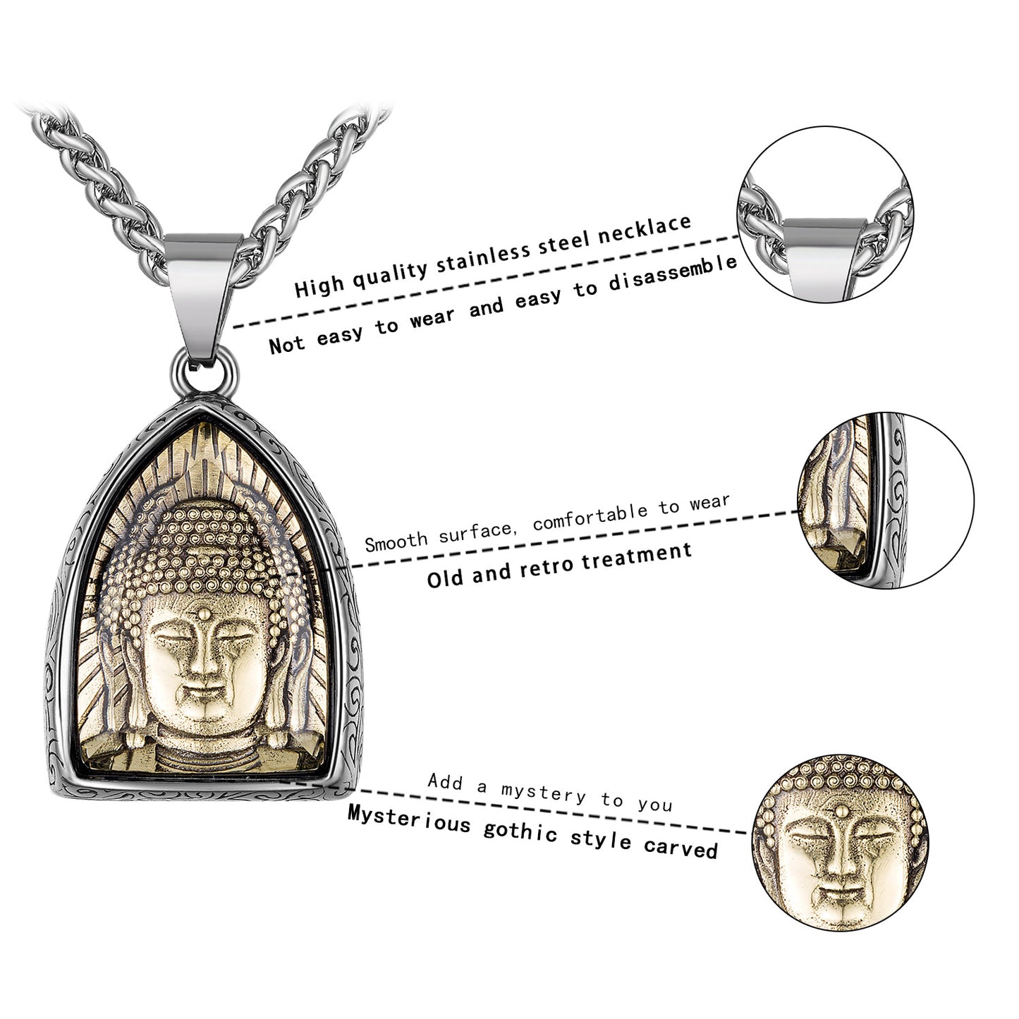 Steel Necklace – Vintage Eight Patron Saints Natal Amulet Zodiac Pendant For Boys