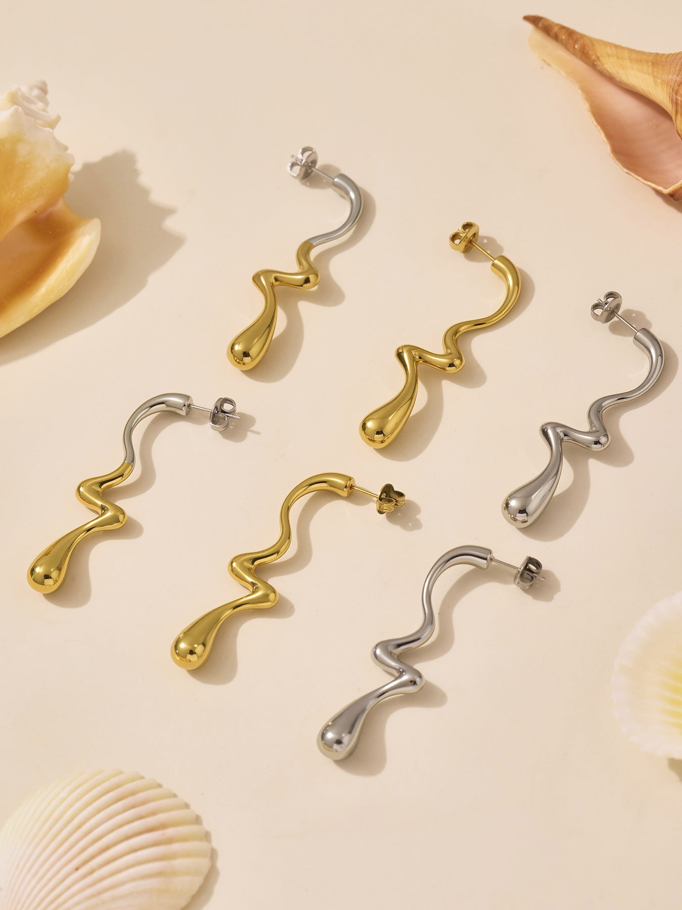 Planderful Women Irregular Water Drop Earrings 18K Gold