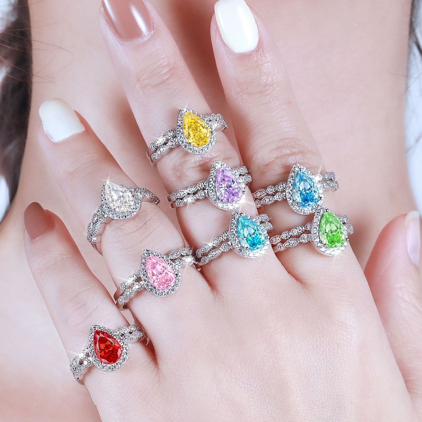 Sterling Silver 1.5ct Colored Treasure Ring for Women