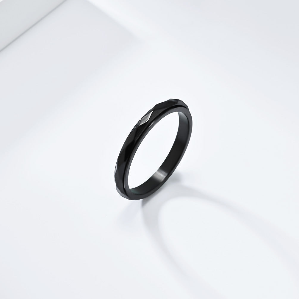 Steel Ring – Minimalist Geometric Rotating Rhombus
