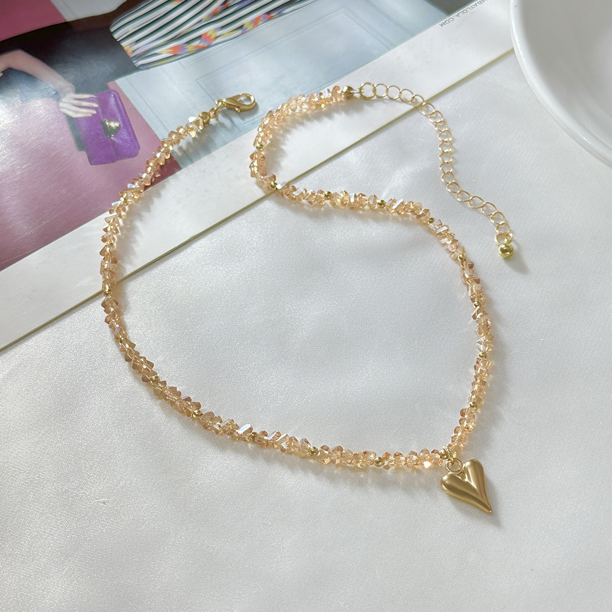 Heart Crystal-Style Collarbone Necklace