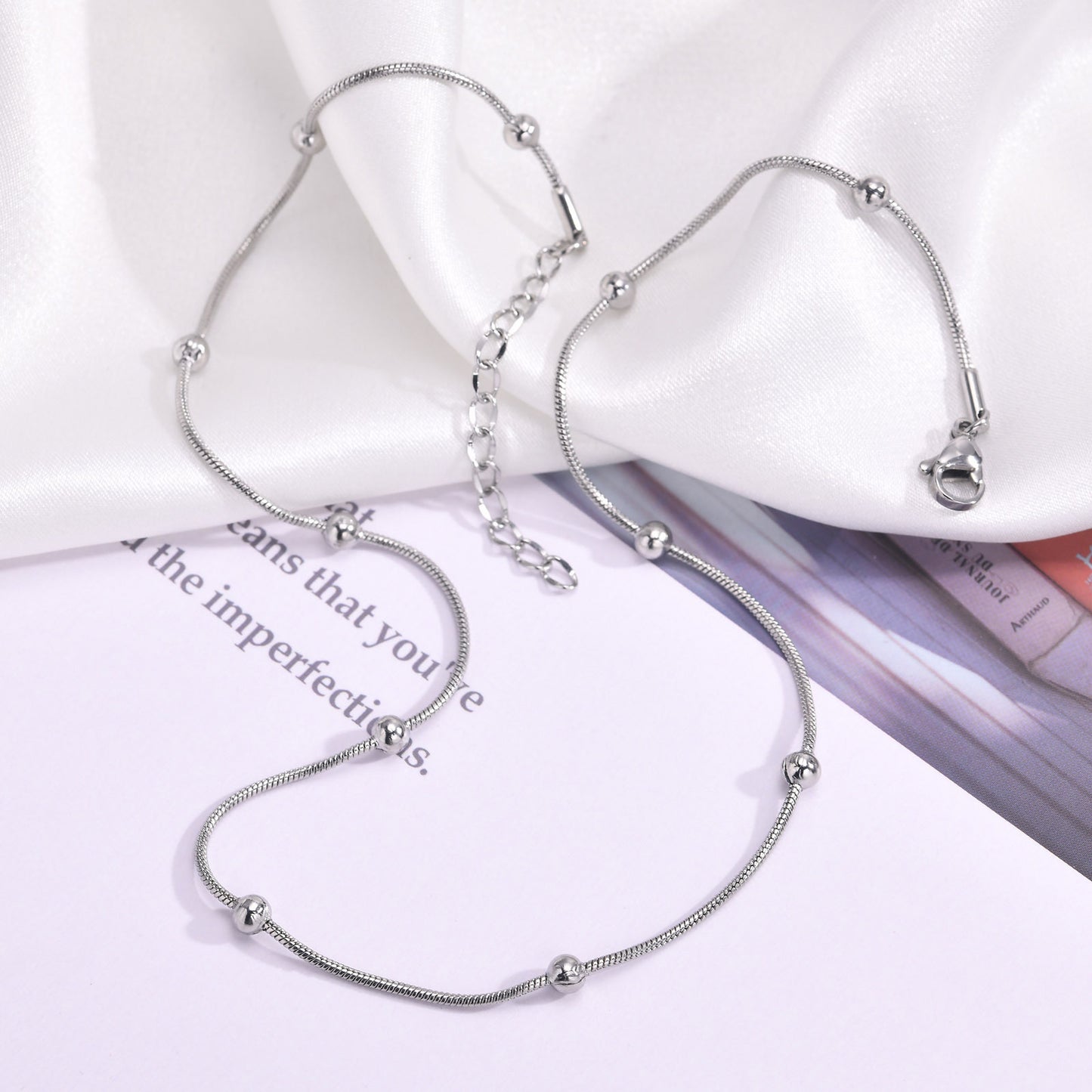 Necklaces Stainless Steel Round Bead Spacer Women's Necklace Bracelet