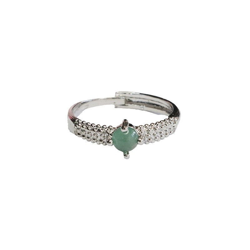 Icy Blue Jadeite Cabochon Claw-Set Ring