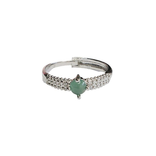 Icy Blue Jadeite Cabochon Claw-Set Ring