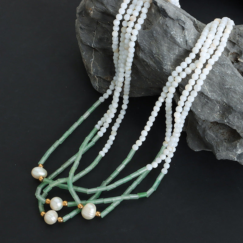 Sweet Breeze Freshwater Pearl Necklace with Titanium Steel Clavicle Chain