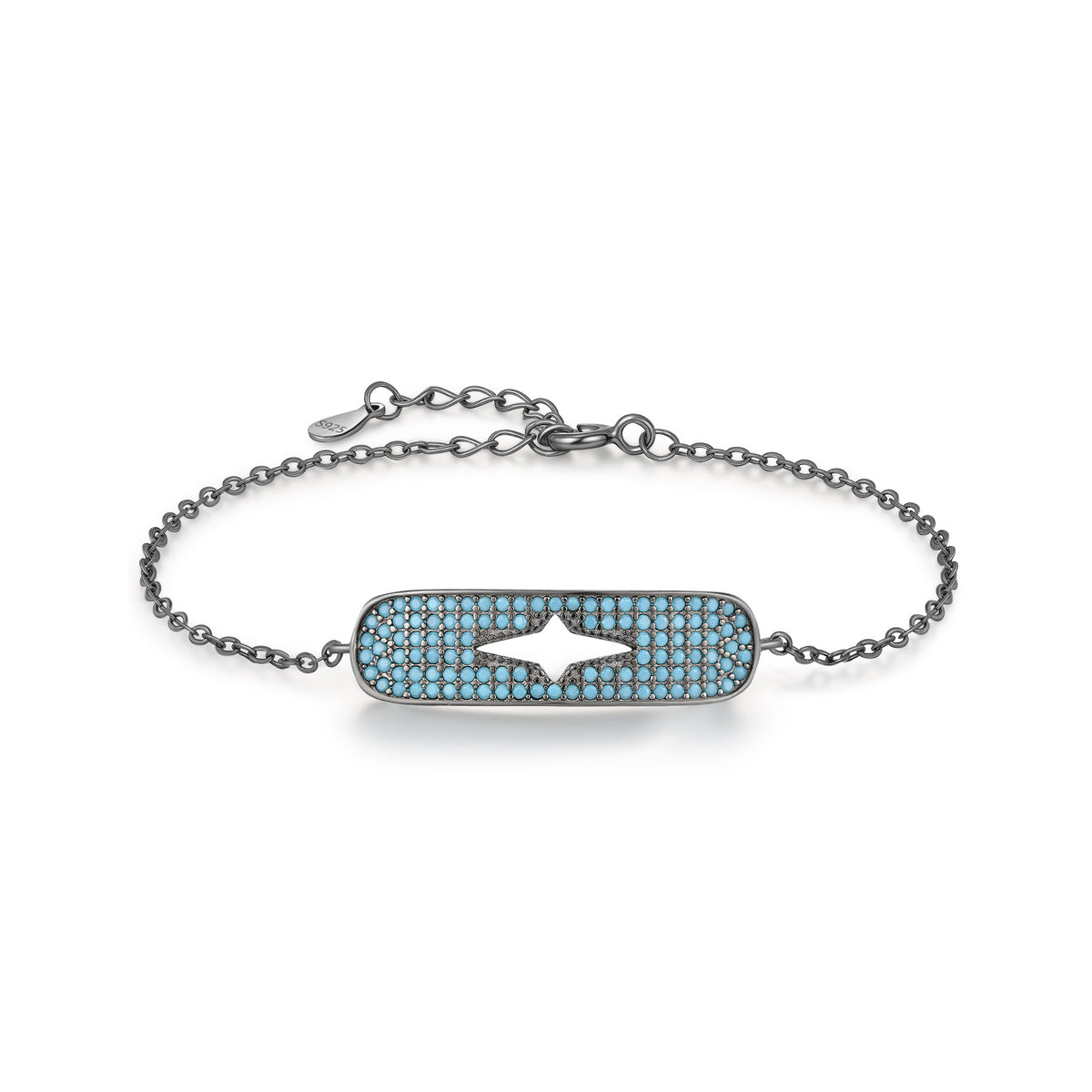 925 Sterling Silver Black Star Punk Bracelet