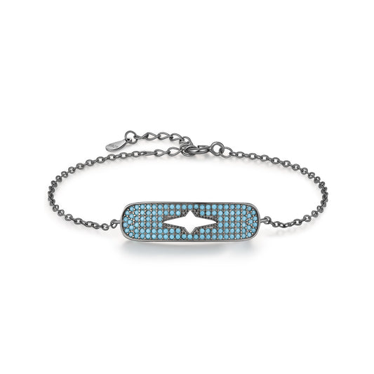 925 Sterling Silver Black Star Punk Bracelet
