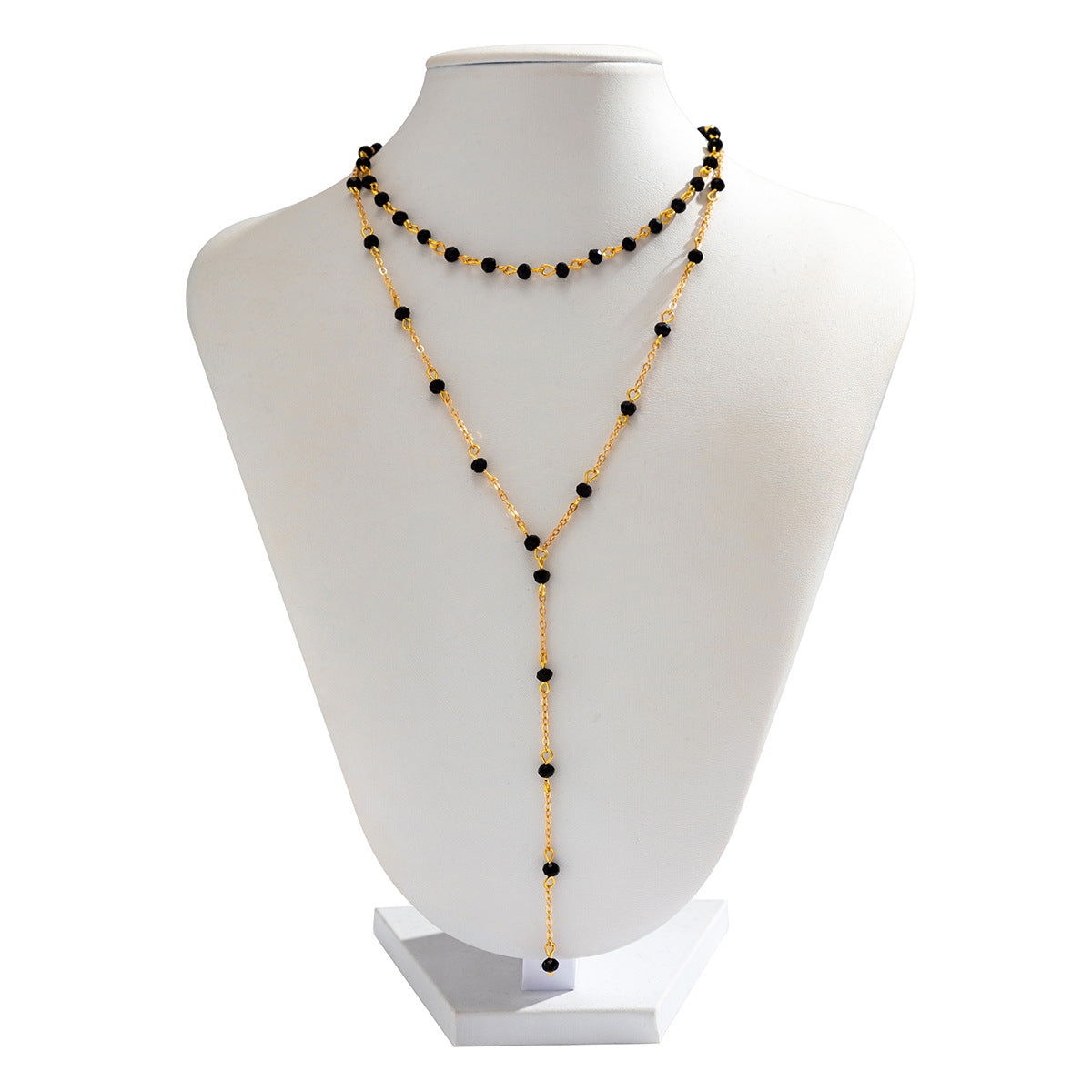 Crystal-Style Double-Layer Tassel Necklace