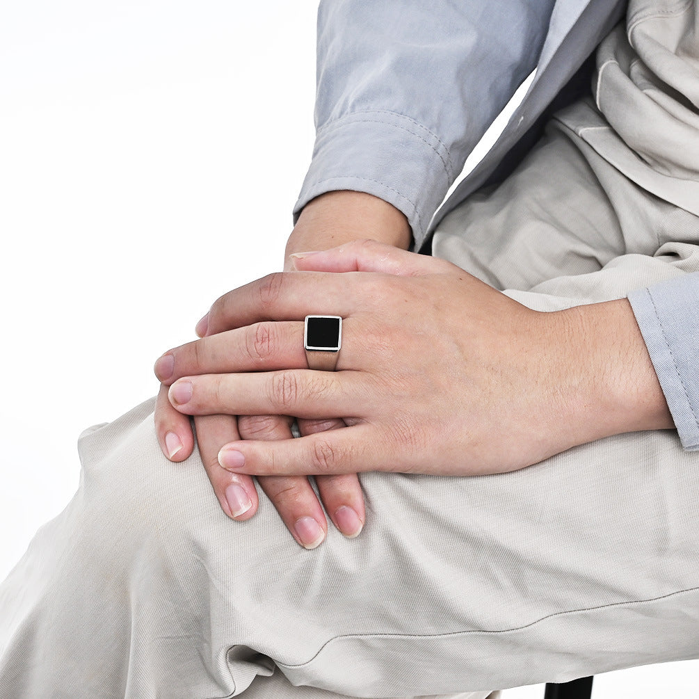 INS European and American Simple Geometry Titanium Steel Ring for Men