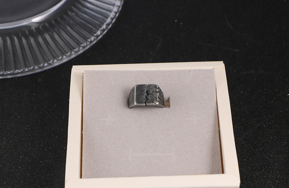 Titanium Steel Crack Ring Lightning Retro Mens Size 7 To 12