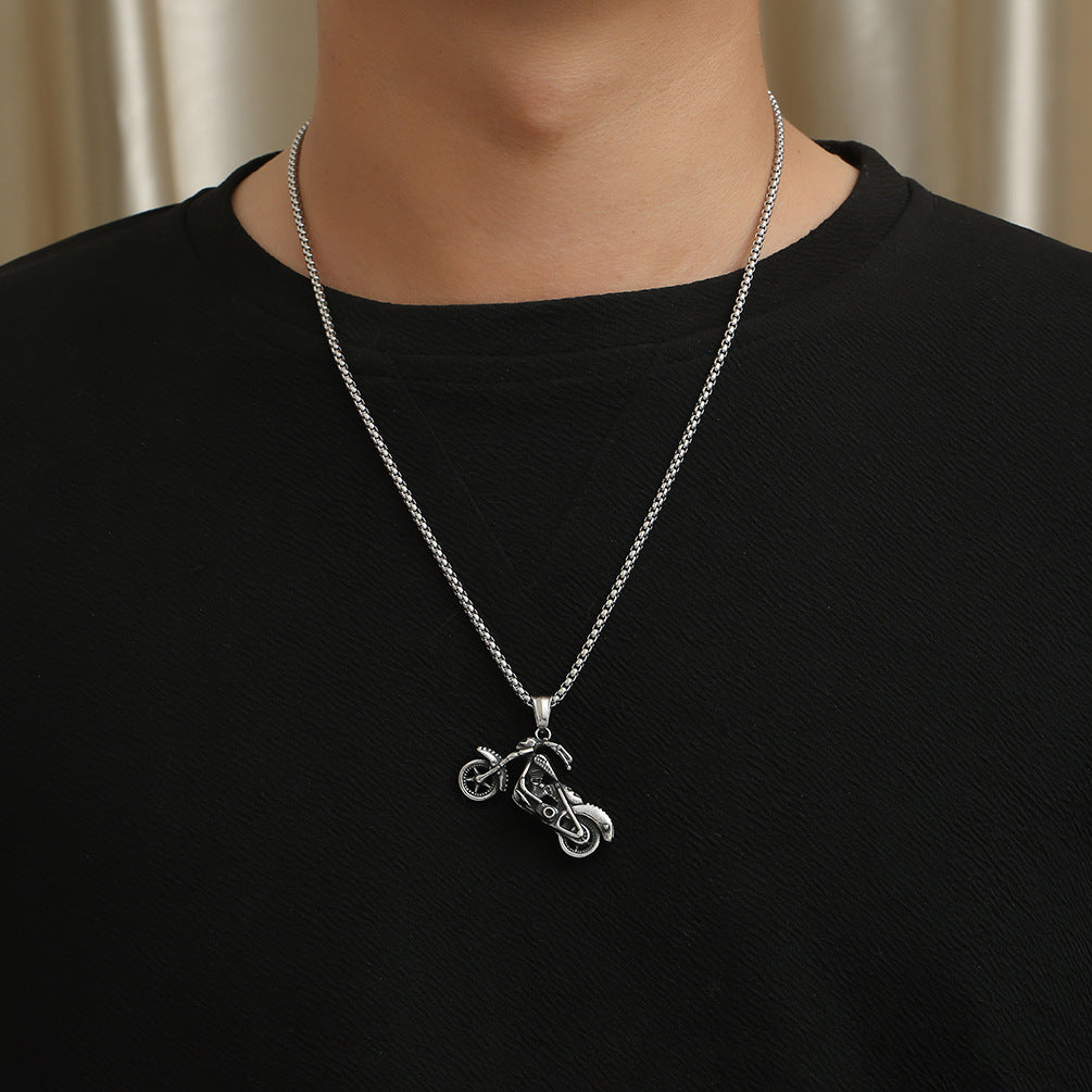 Elegant Skull Titanium Steel Motorcycle Necklace for Men