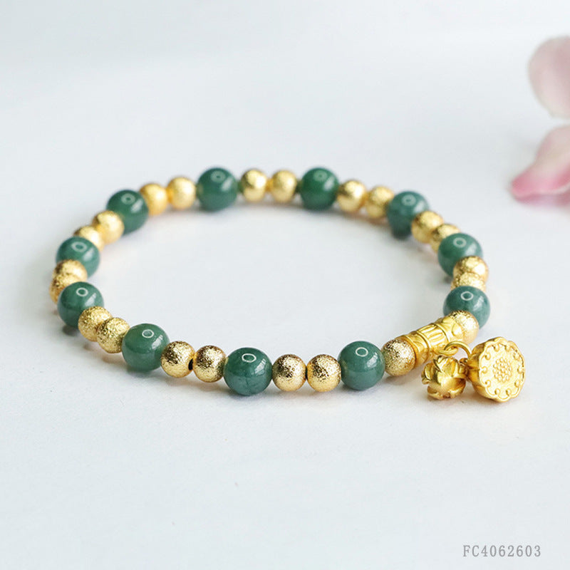 Blue Water Jadeite Round Bead 6 mm Bracelet