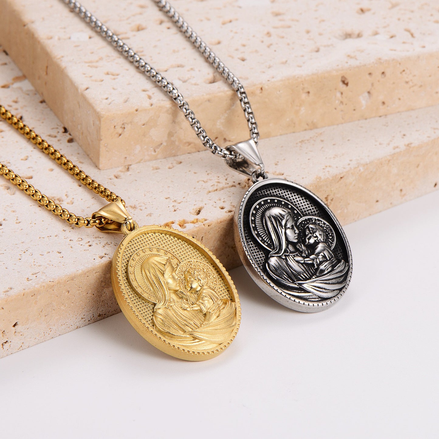 1. Pvanderful Virgin Mary Pendant Necklace Titanium Steel For Women European Retro Style Jewelry Gift