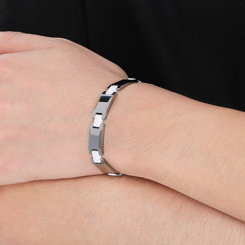 Planderful Tungsten Steel Bracelet For Men Cross Buckle