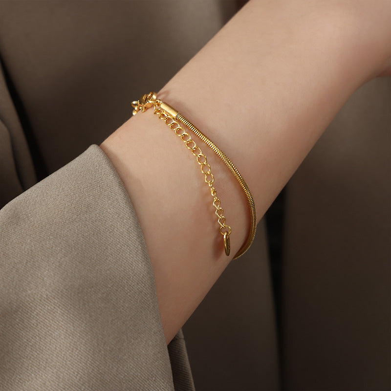 Luxurious 18K Gold Plated Titanium Bracelet for Women