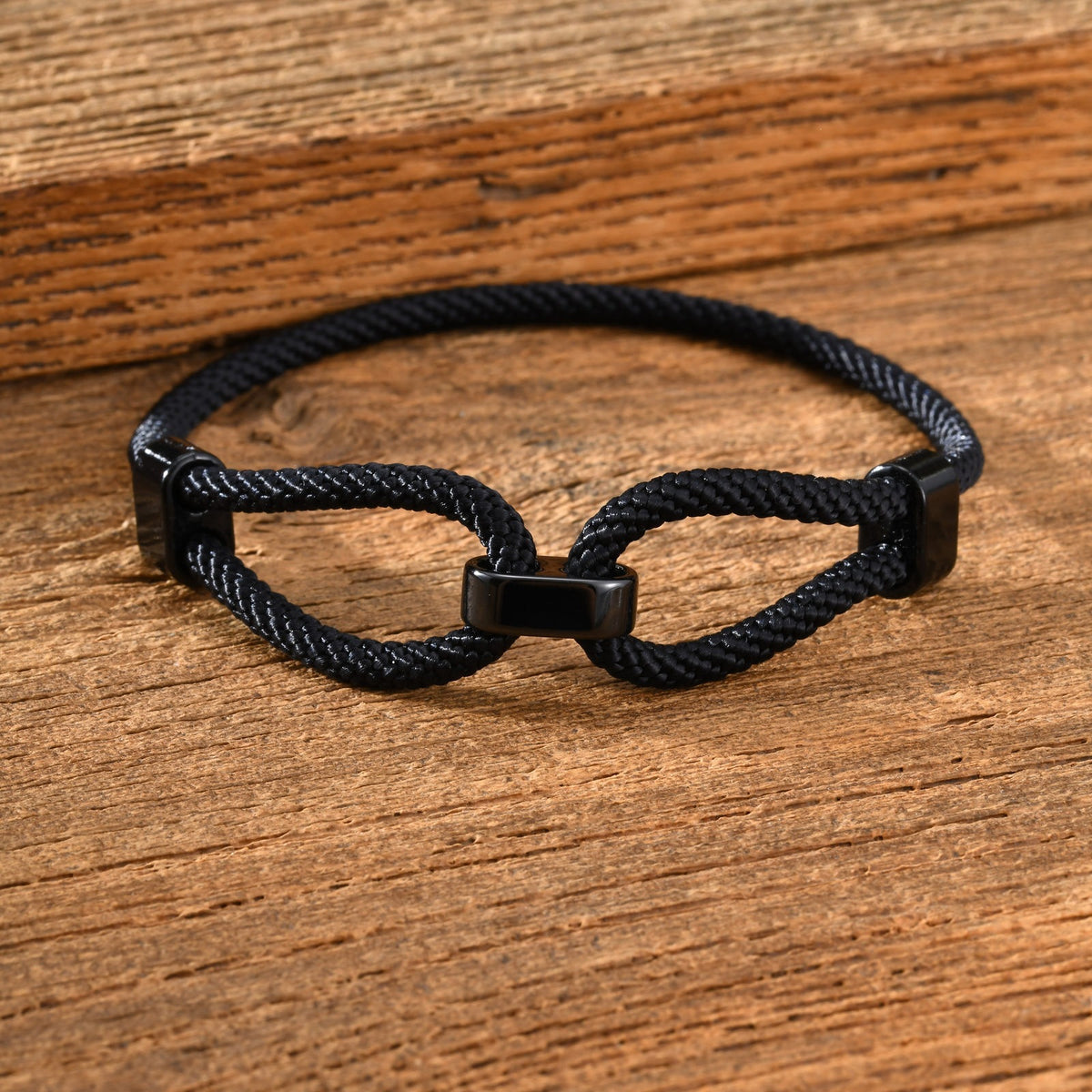 Adjustable Black Stainless Steel Bracelet for Men