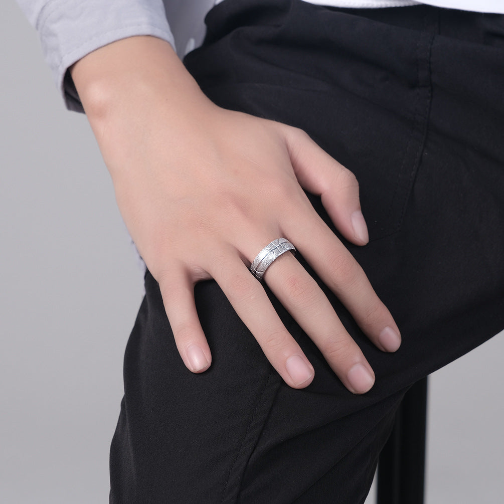 Planderful Engraved Hip Hop Basketball Ring Matte Titanium Steel Plated Gold Personalized For Men And Women