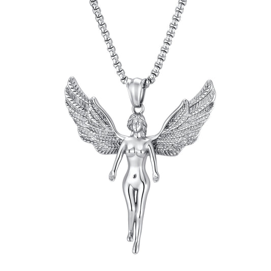 Cool Neutral Wind Stainless Steel Wings Angel Pendant Street Styling
