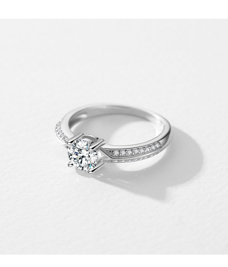 Elegant Sterling Silver Zircon Ring for Women's Fashion