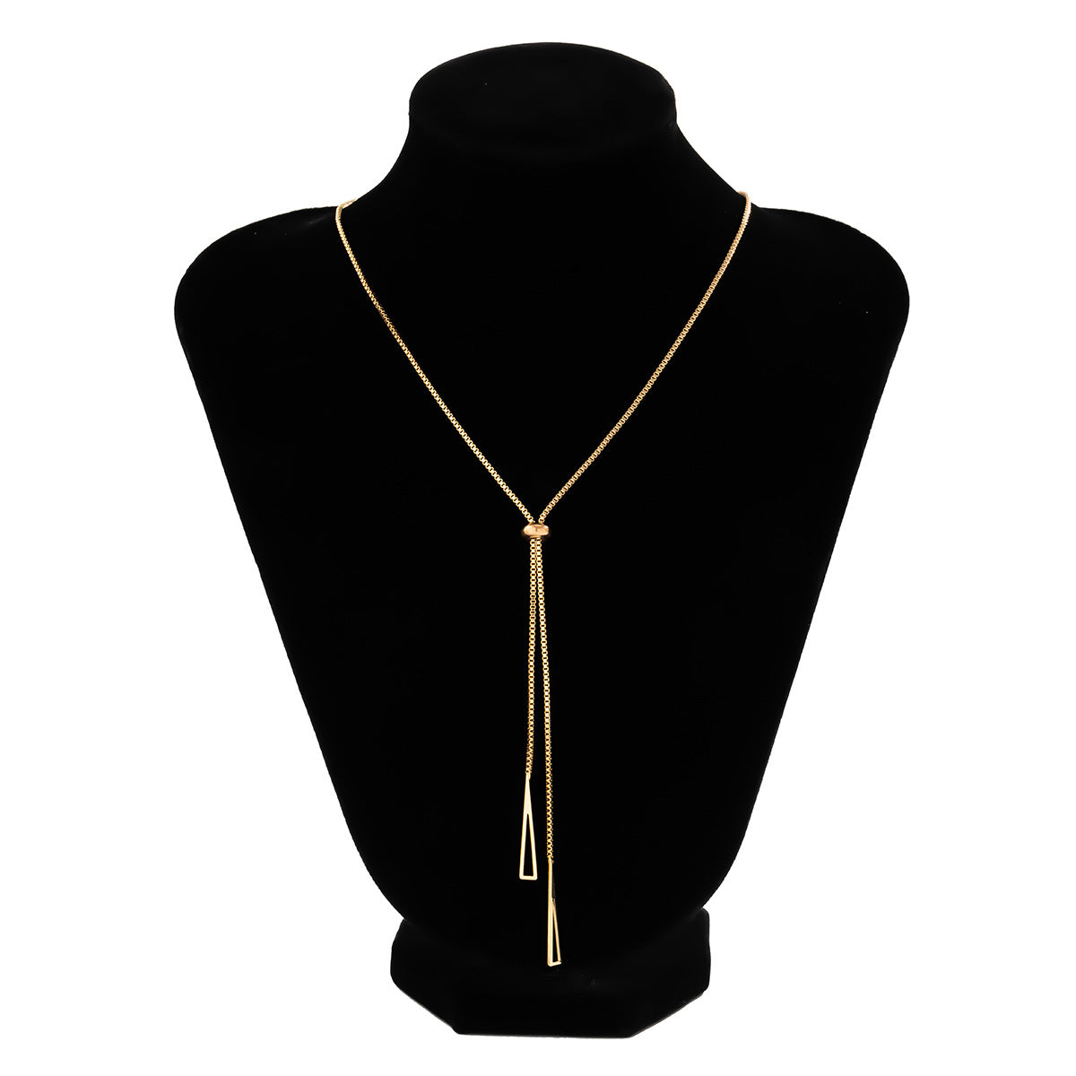 Minimalistic Triangle Pendant Adjustable Tassel Necklace Elegant Single-layer Necklace for Women Contemporary European and American Style Necklace
