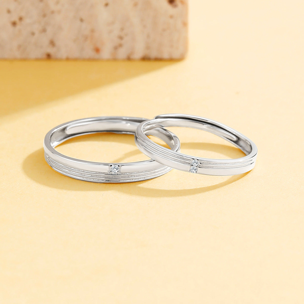 Planderful Jewelry Sterling Silver Couple Ring For Him And Her Light Luxury Unisex Design