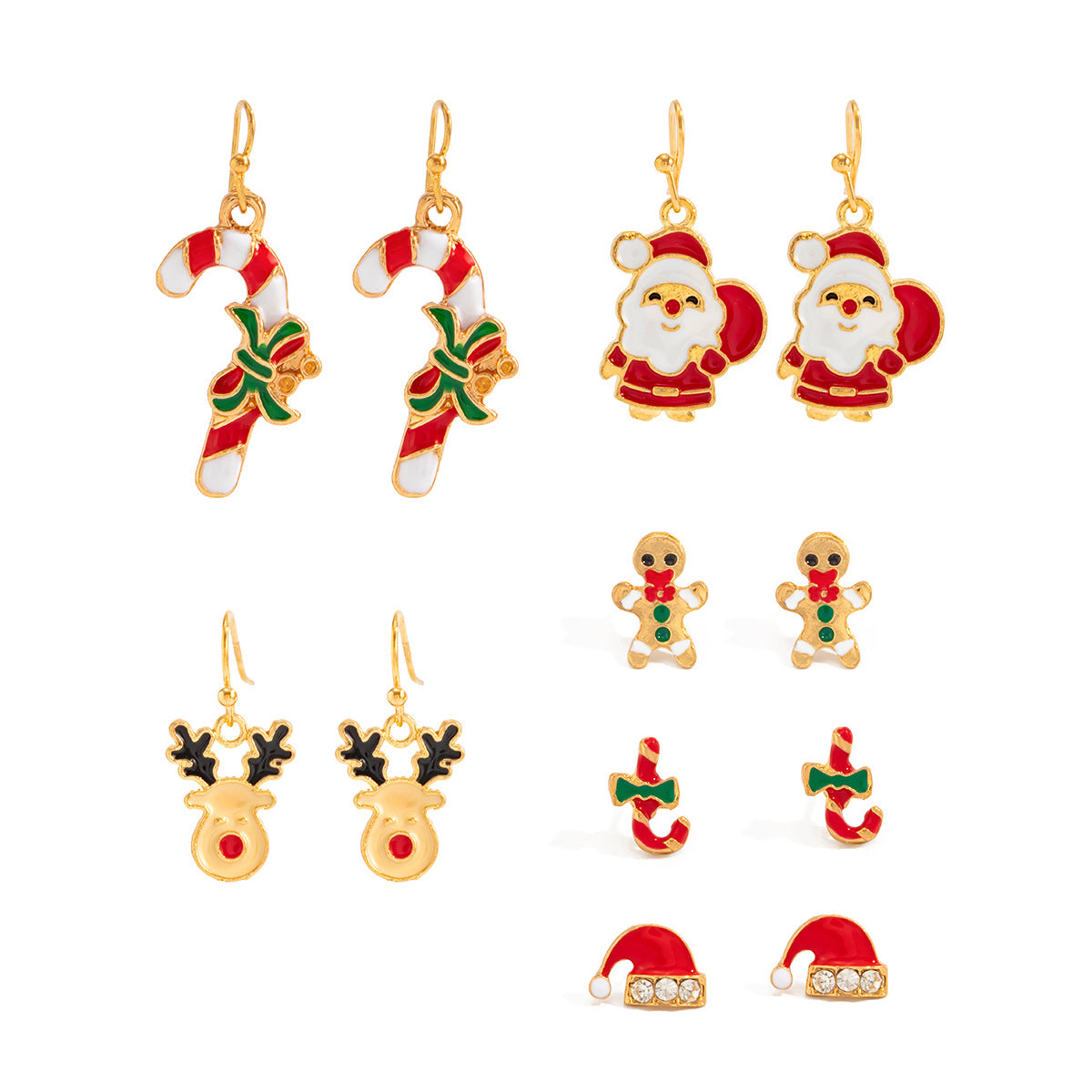 Planderful Christmas Snowflake Bell Earrings Set For Women Festive Pearl Elk Santa Cartoon Dripping Statement