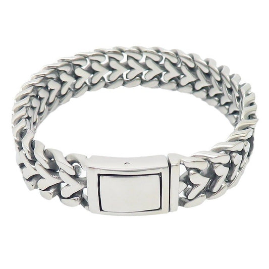 Planderful Titanium Woven Heart Unisex Bracelet For Him Her
