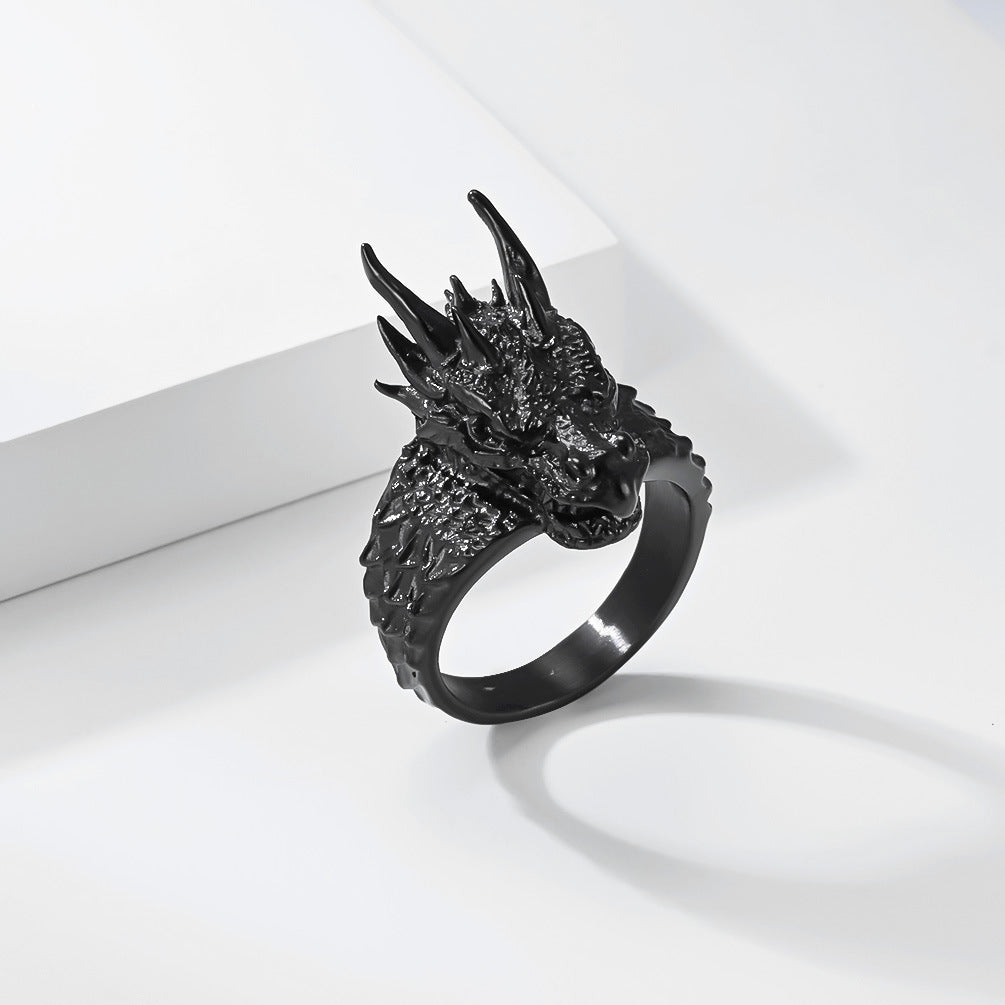 Stainless Steel Dragon Vintage Gold-Plated Punk Ring