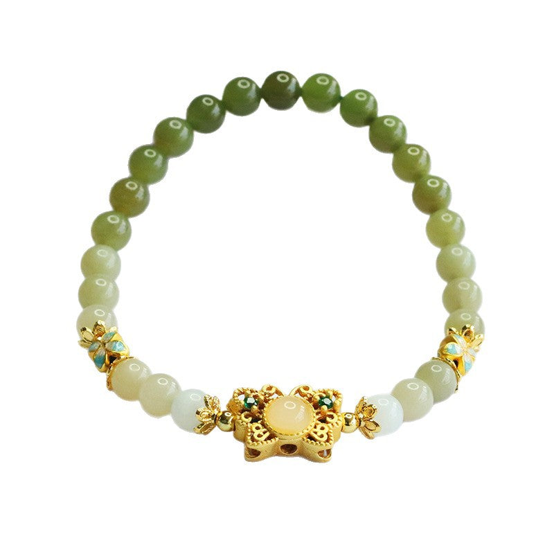Gradient Hetian Jade Butterfly Bracelet