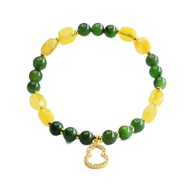 Hetian Jasper & Beeswax Amber Bracelet