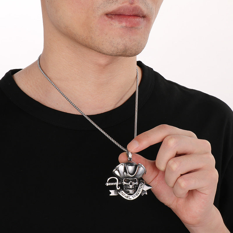 Peripheral Film And Television Naval Style Pendant, Punk Rock Retro Stainless Steel Jack Necklace
