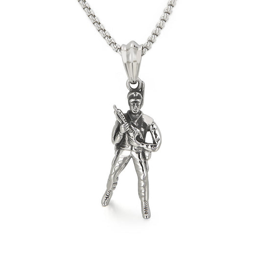 Titanium Steel Soldier Basketball Pendant for Men - Vintage Style Statement Piece