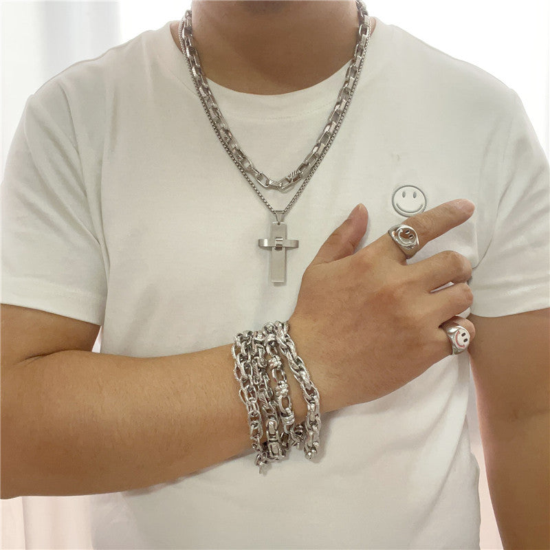 Personalized Retro Titanium Steel Cross Necklace for Men - Trendy Stainless Steel Pendant