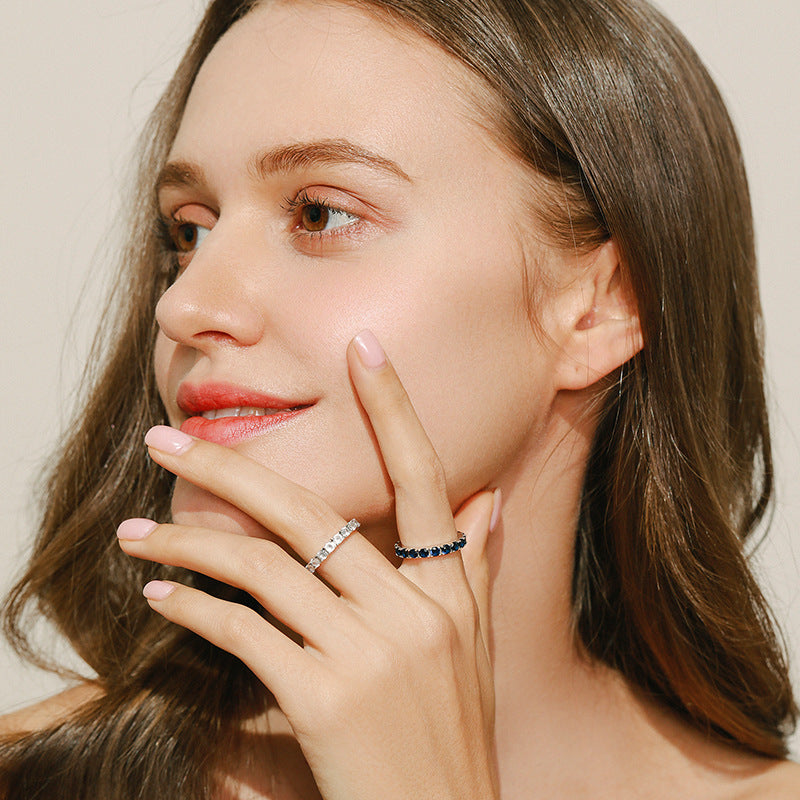 Luxurious S925 Sterling Silver Zircon Ring with Unique Design for Women - Fashionable Instagram Ring