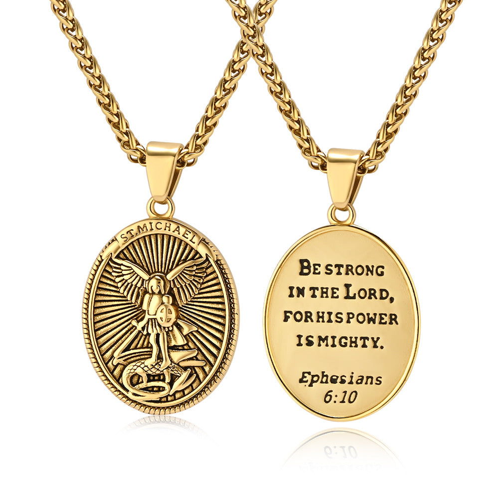 Cross-Border European and American Retro St. Michael Pendant