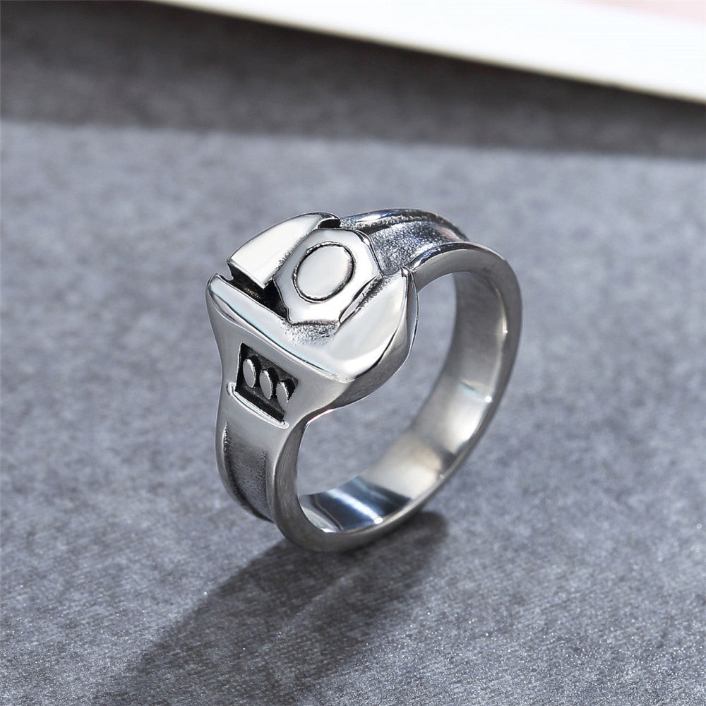 Gothic Dark Series Wrench Titanium Steel Ring for Men