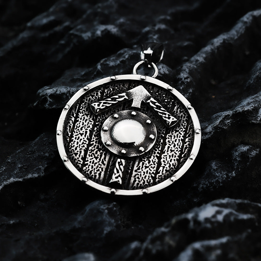 European And American Retro Stainless Steel Viking Shield Necklace