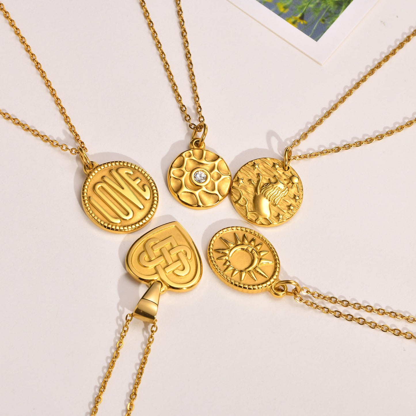 Geometric Necklace Stainless Steel Sun Pendant for Women