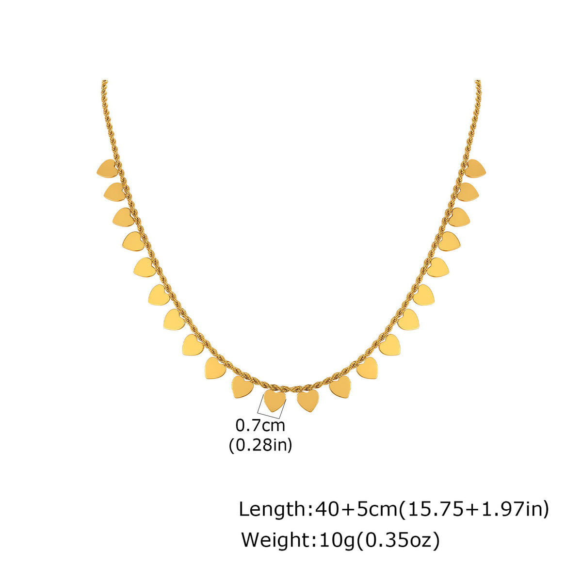 Stainless Steel Collarbone Chain – Gold Heart-Shaped Disc Button Chain – Twist Square Necklace
