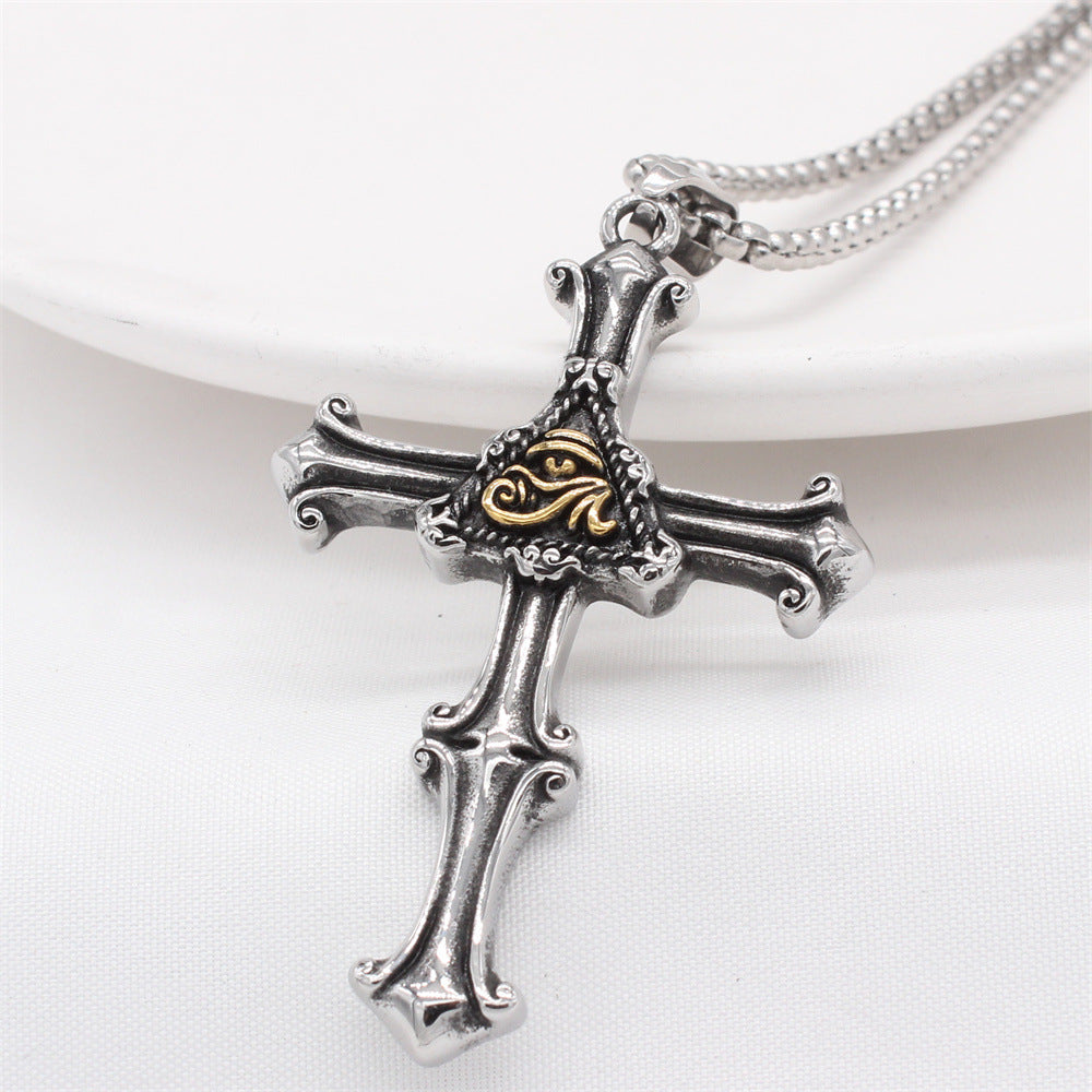 Planderful Everyday Genie – Foreign Trade Jewelry Wholesale European and American Vintage Cross Freemasonry Omniscient Eye Men's Titanium Steel Ring for Men