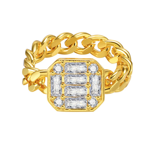 Zircon Chain Ring Gold Women's Fashion Ring Accessories Wholesale