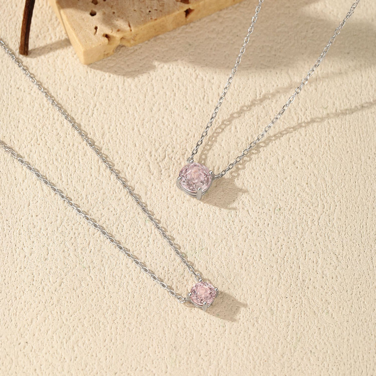 925 Sterling Silver Blush Pink Rose-Cut Zircon Necklace