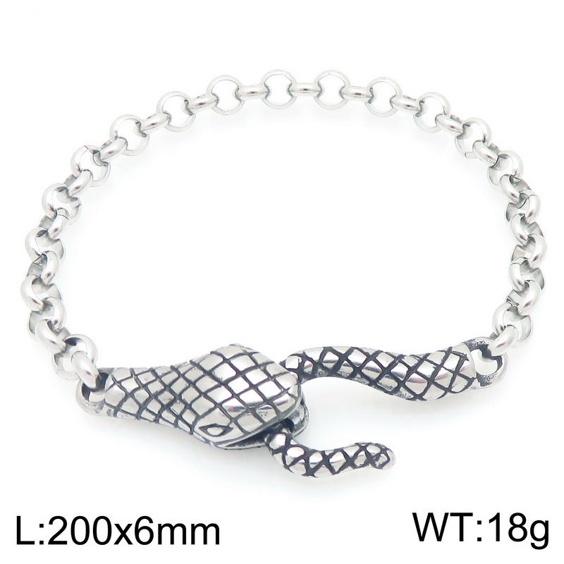 Punk Style Snakehead Layered Chain Men's Titanium Steel Bracelet