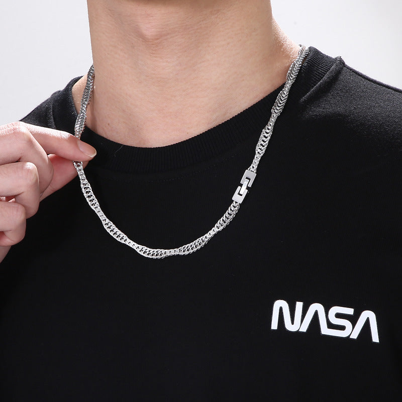 Niche Design Creative Snake Bone Chain, Irregular Wavy Men's Titanium Steel Necklace