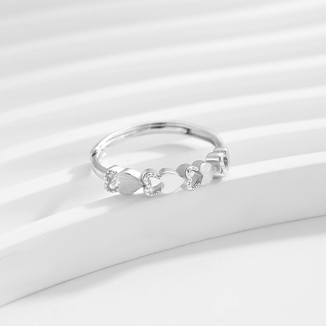 Planderful S925 Sterling Silver Love Ring For Women Adjustable Open Design Minimalist Chic