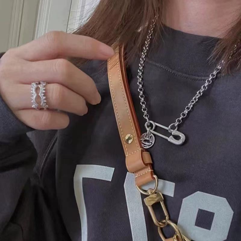 Planderful Jewelry Saturn Pendant Necklace in Titanium Steel, Clavicle Chain, Modern Punk Luxury